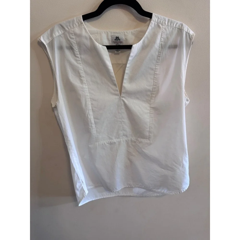 Coastal Minimalist J.Crew Thomas by Mason White Cotton Sleeveless Popover Blouse